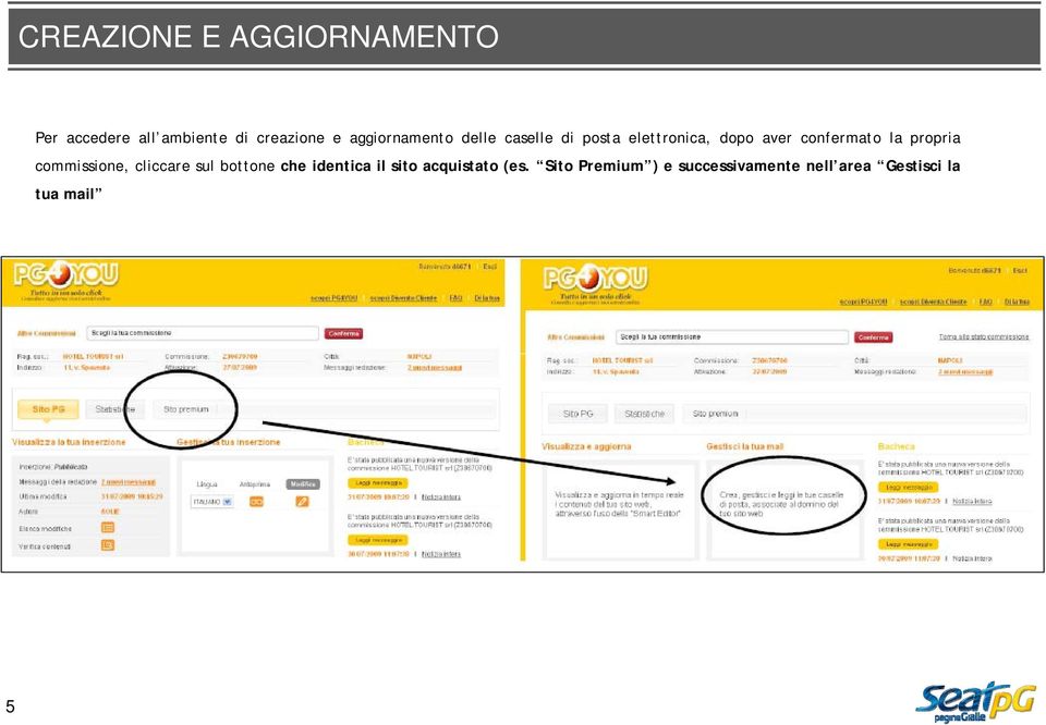 la propria commissione, cliccare sul bottone che identica il sito