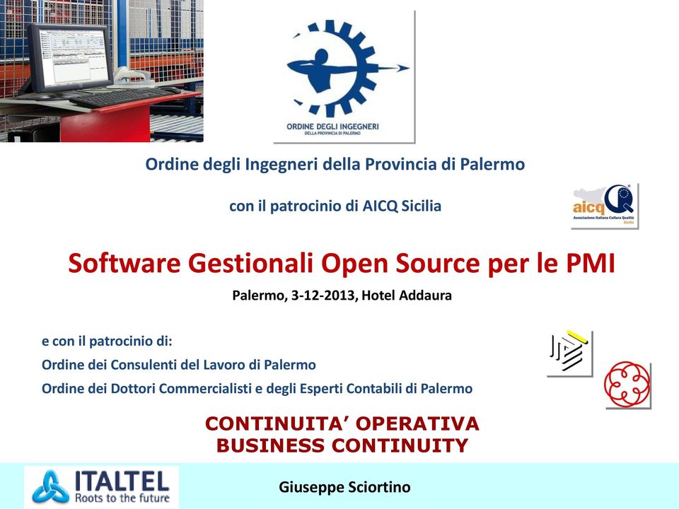 patrocinio di: Ordine dei Consulenti del Lavoro di Palermo Ordine dei Dottori