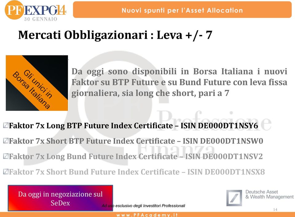 DE000DT1NSY6 Faktor 7x Short BTP Future Index Certificate ISIN DE000DT1NSW0 Faktor 7x Long Bund Future Index