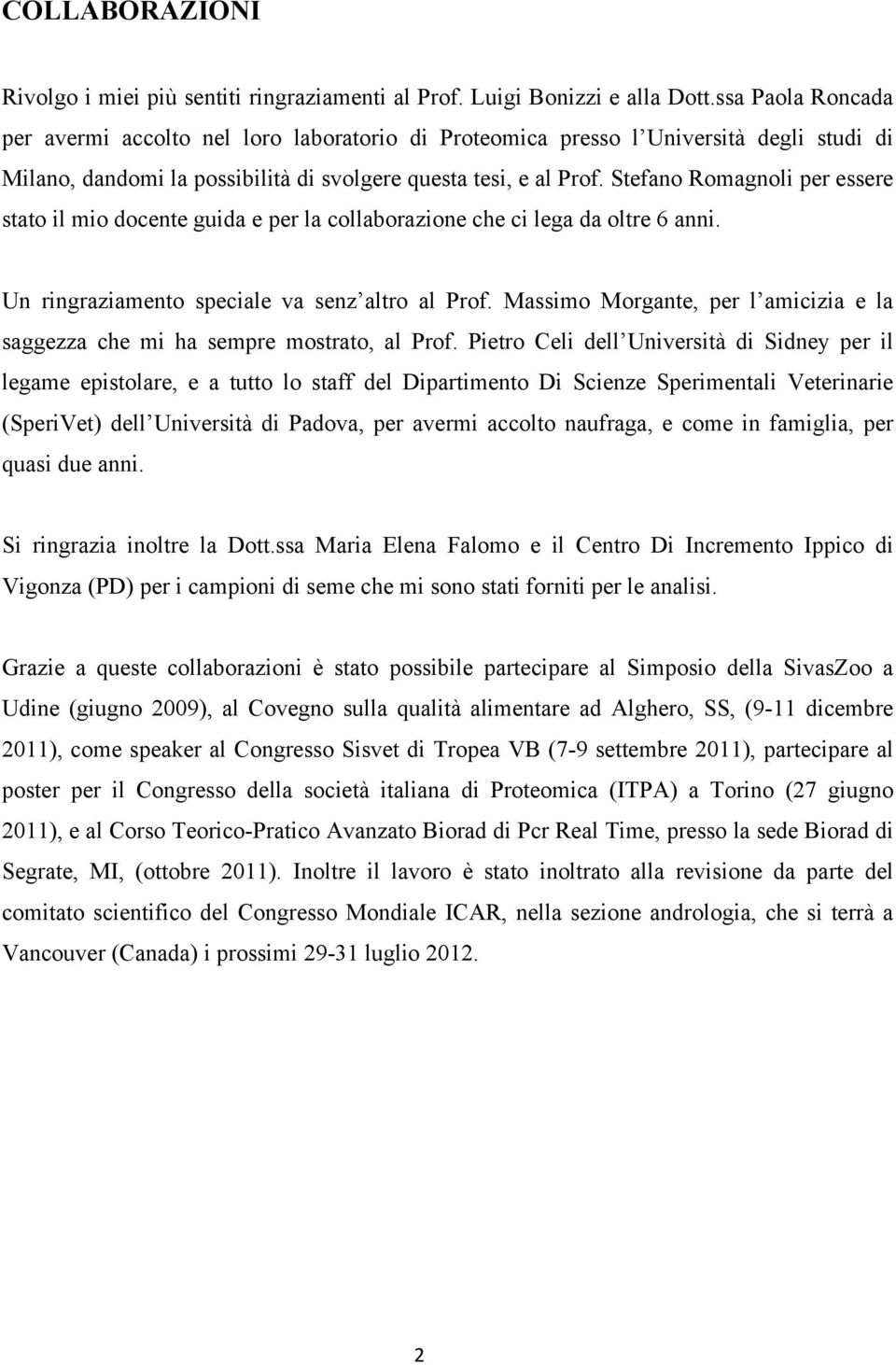 Stefano Romagnoli per essere stato il mio docente guida e per la collaborazione che ci lega da oltre 6 anni. Un ringraziamento speciale va senz altro al Prof.