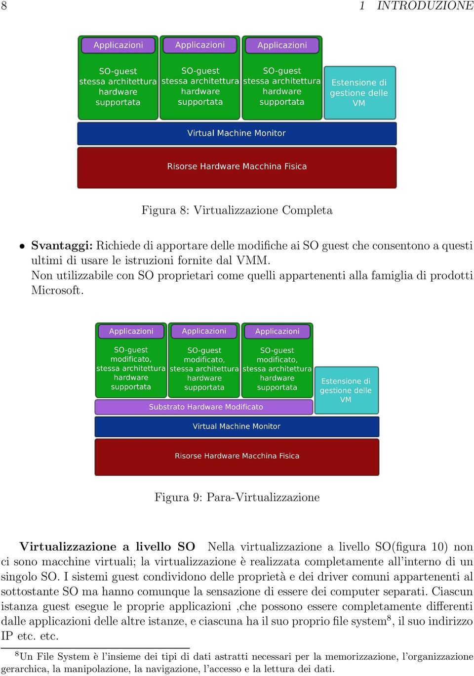 Figura 9: Para-Virtualizzazione Virtualizzazione a livello SO Nella virtualizzazione a livello SO(figura 10) non ci sono macchine virtuali; la virtualizzazione è realizzata completamente all interno