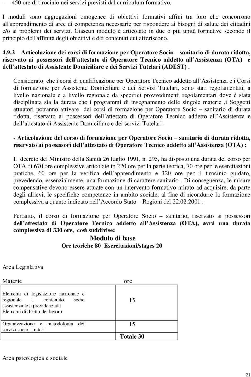 problemi dei servizi. Ciascun modulo è articolato in due o più unità formative secondo il principio dell'affinità degli obiettivi e dei contenuti cui afferiscono. 4.9.