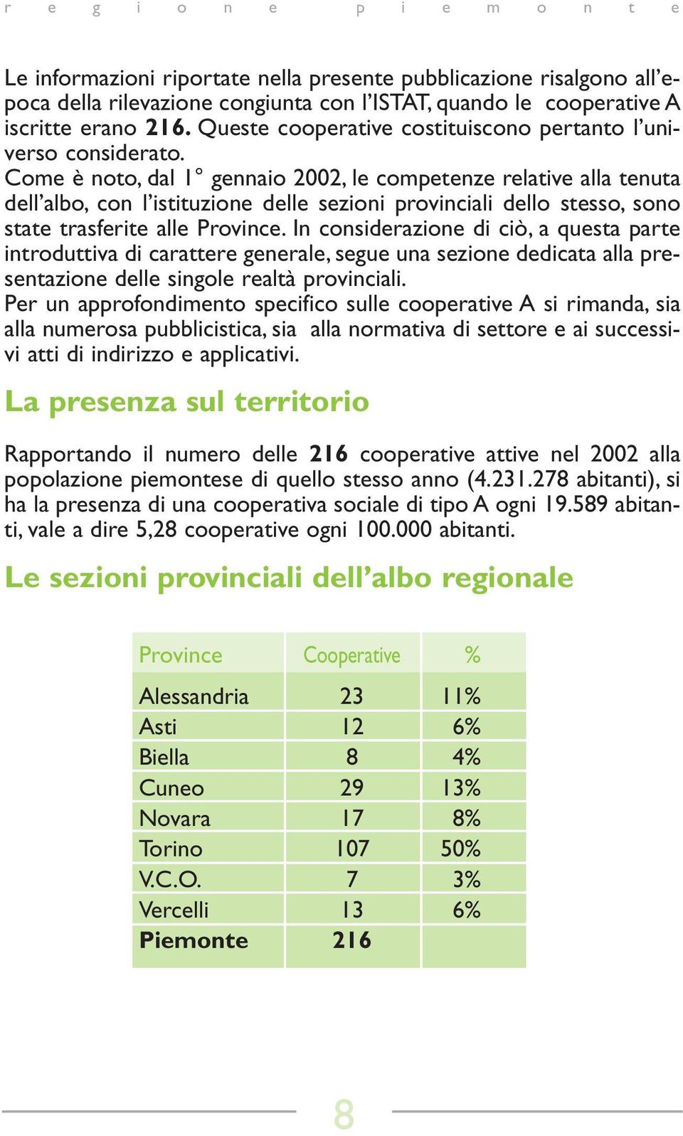 Come è noto, dal 1 gennaio 2002, le competenze relative alla tenuta dell albo, con l istituzione delle sezioni provinciali dello stesso, sono state trasferite alle Province.