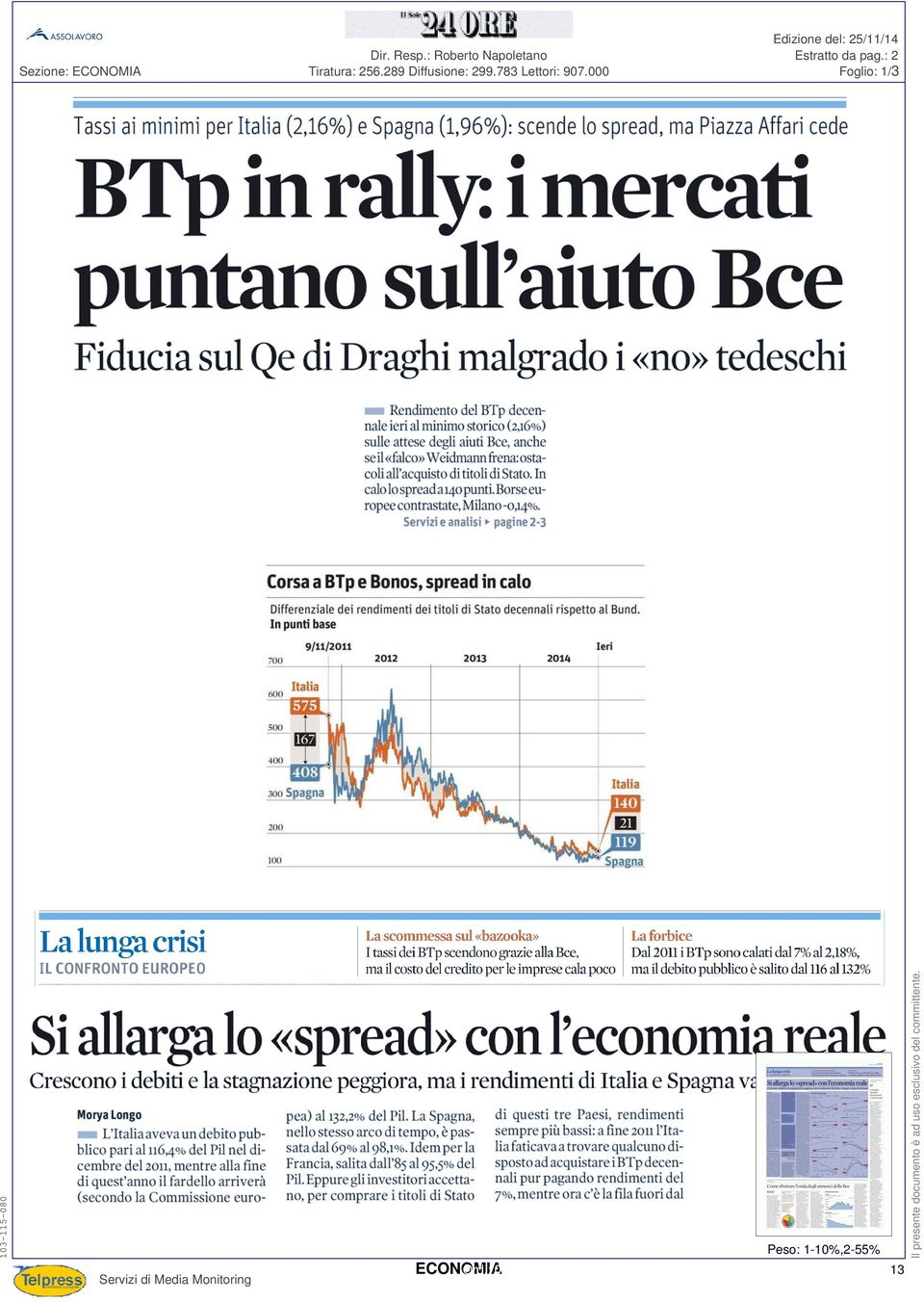 289 Diffusione: 299.783 Lettori: 907.