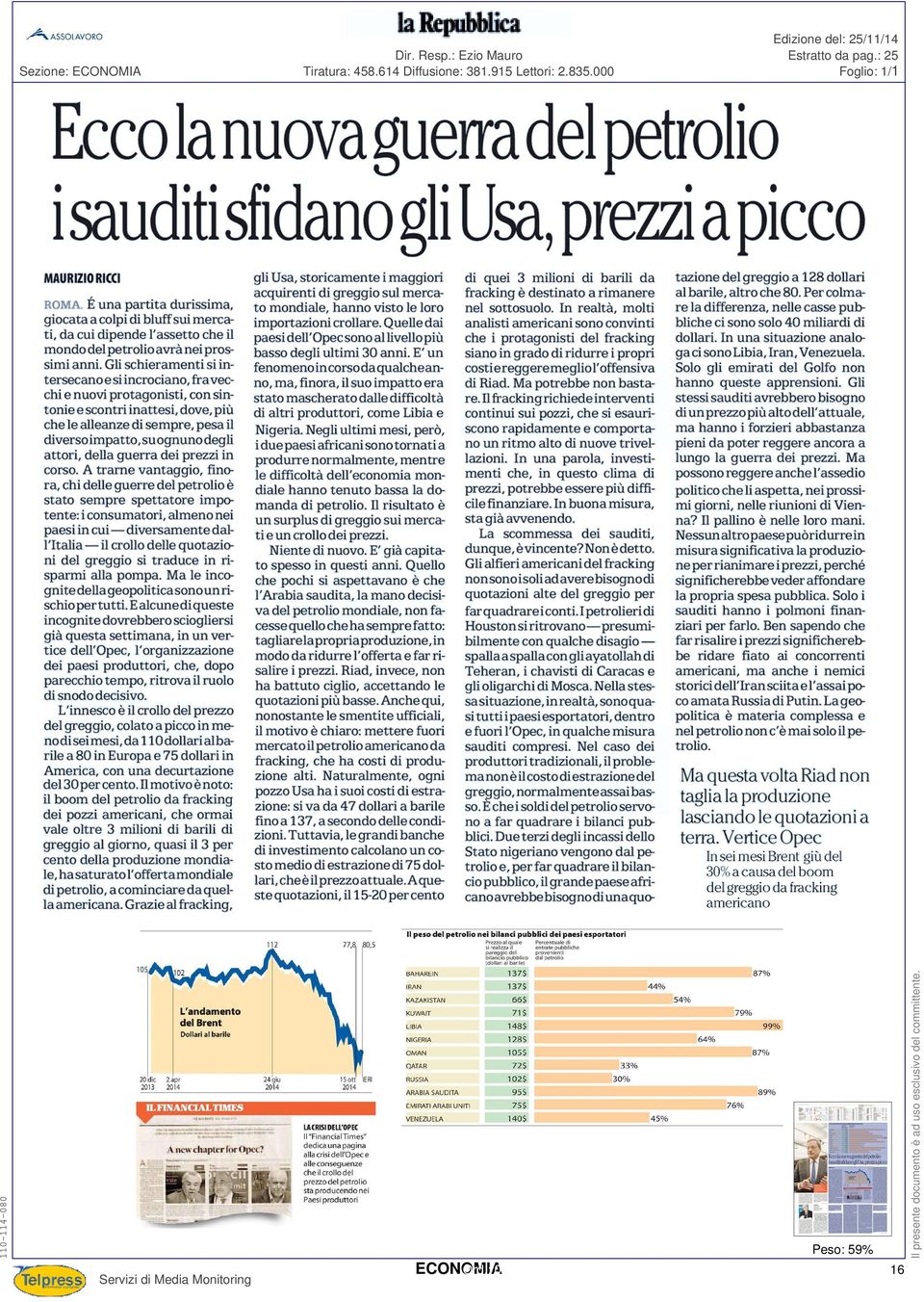 614 Diffusione: 381.915 Lettori: 2.835.