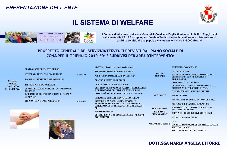 PROSPETTO GENERALE DEI SERVIZI/INTERVENTI PREVISTI DAL PIANO SOCIALE DI ZONA PER IL TRIENNIO 2010-2012 SUDDIVISI PER AREA D'INTERVENTO: FAMIGLIE MINORI CONTRASTO ALLA VIOLENZA CENTRO SOCIO EDUCATIVO