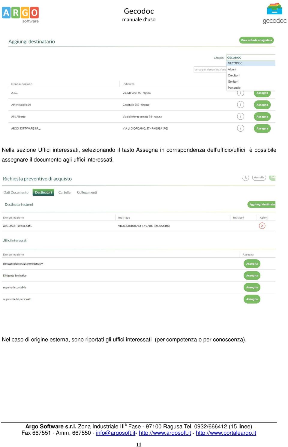 documento agli uffici interessati.