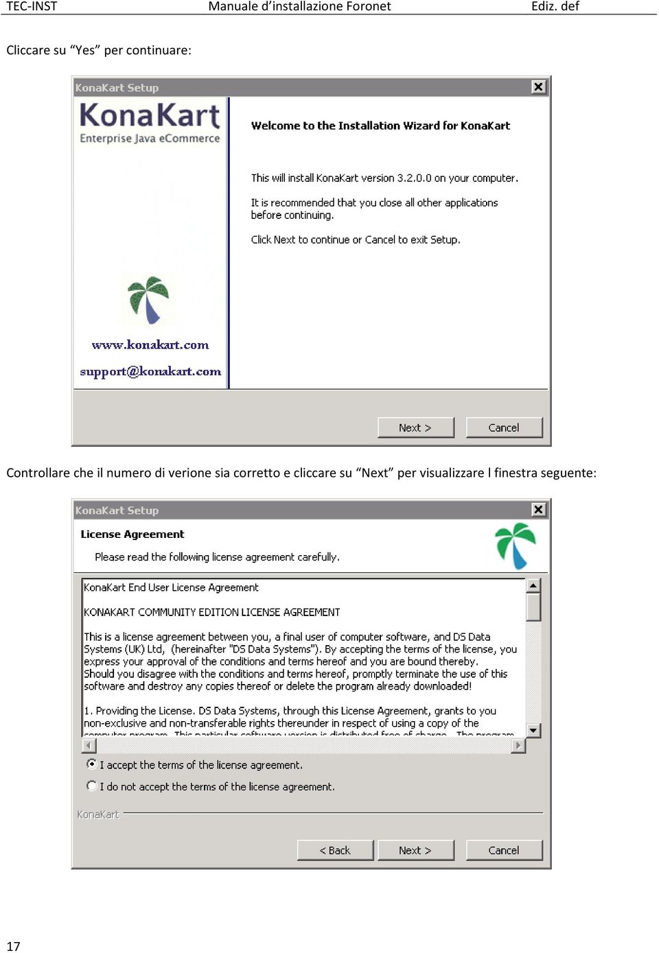 verione sia corretto e cliccare su