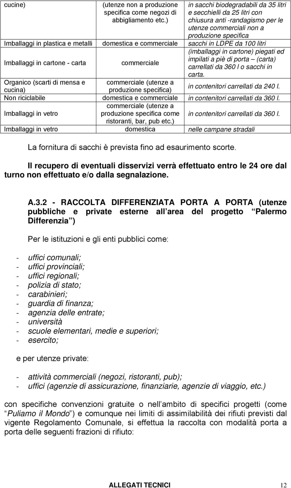 commerciale sacchi in LDPE da 100 litri Imballaggi in cartone - carta commerciale (imballaggi in cartone) piegati ed impilati a piè di porta (carta) carrellati da 360 l o sacchi in carta.