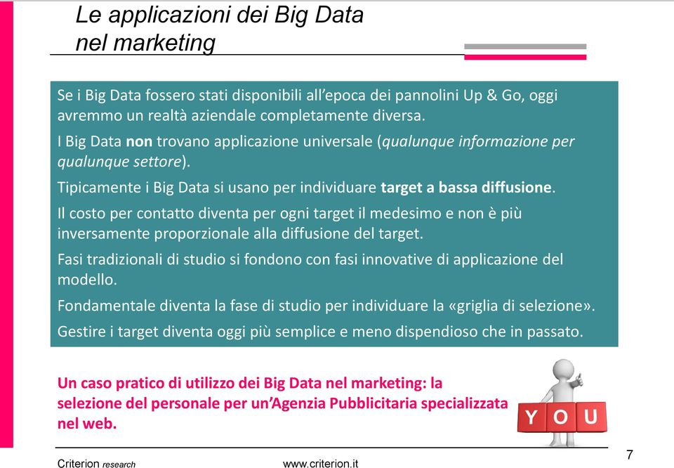 Il costo per contatto diventa per ogni target il medesimo e non è più inversamente proporzionale alla diffusione del target.