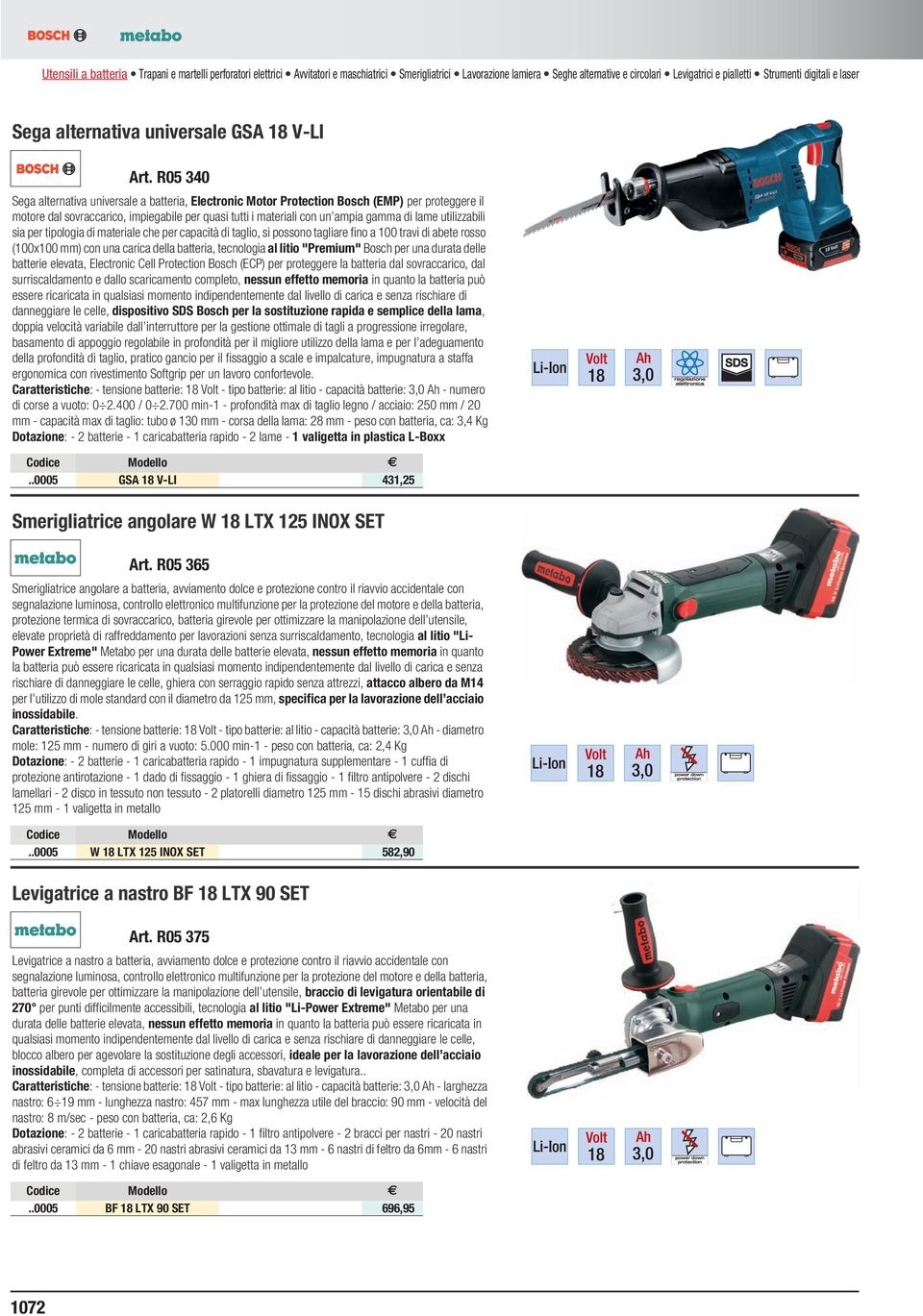 Levigatrici e pialletti Strumenti digitali e laser Sega alternativa universale GSA 18 V-LI Art.