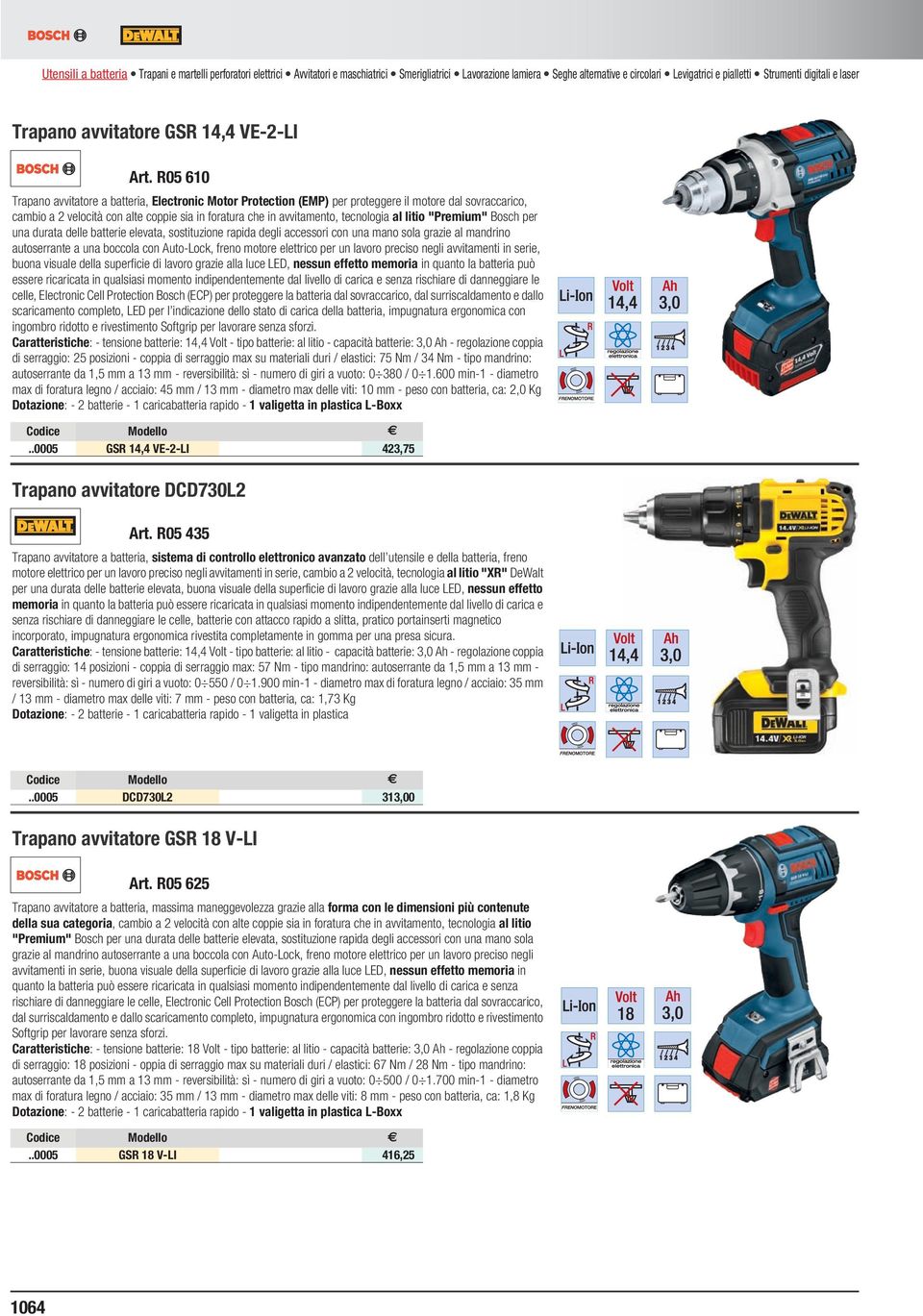 Levigatrici e pialletti Strumenti digitali e laser Trapano avvitatore GSR 14,4 VE-2-LI Art.