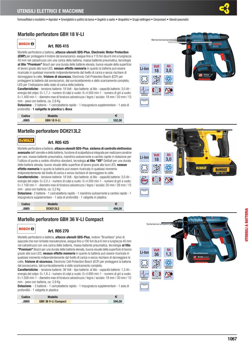 elettrogeni Compressori Utensili pneumatici Martello perforatore GBH 18 V-LI Art.