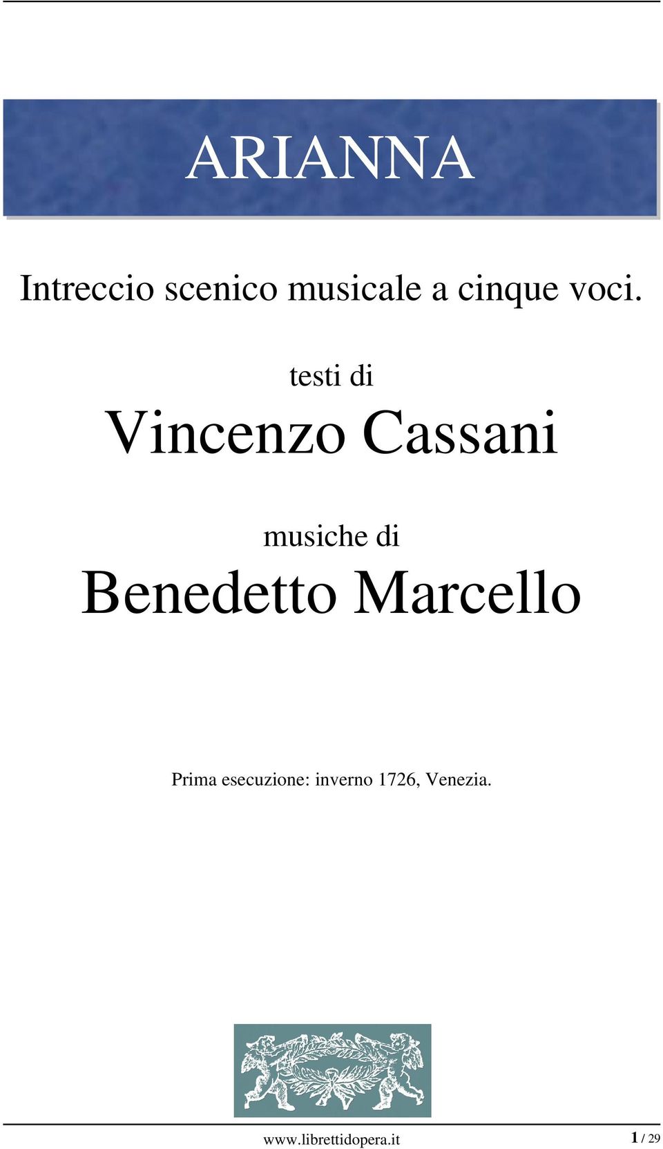 Benedetto Marcello Prima esecuzione: