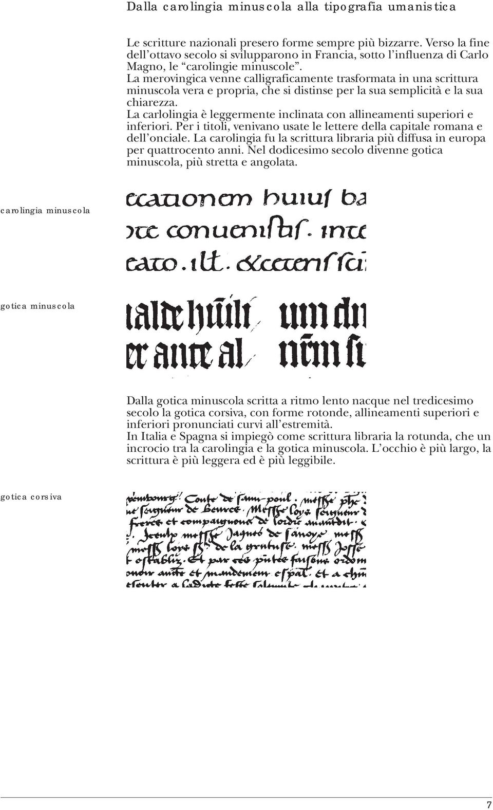 La merovingica venne calligraficamente trasformata in una scrittura minuscola vera e propria, che si distinse per la sua semplicità e la sua chiarezza.