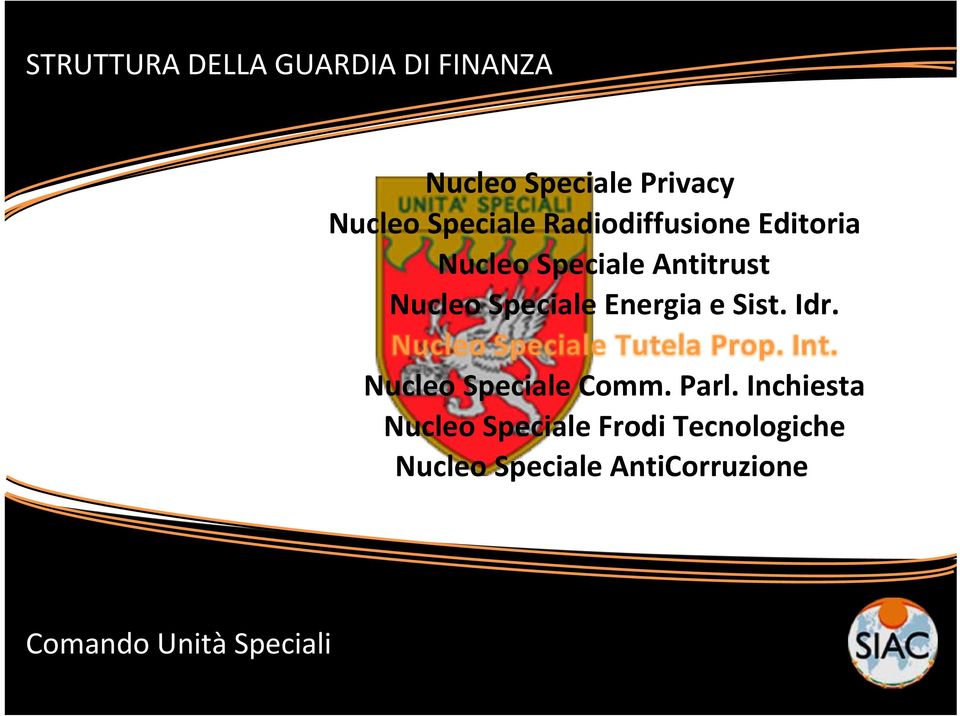 Speciale Energia e Sist. Idr. Nucleo Speciale Comm. Parl.