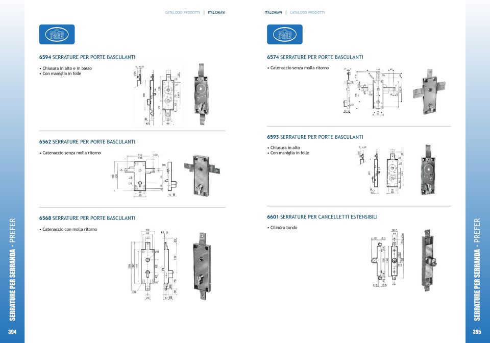 per porte BaSCUlanTI Chiusura in alto Con maniglia in folle SERRATURE PER SERRANDA prefer 6568 SERRaTURE per porte