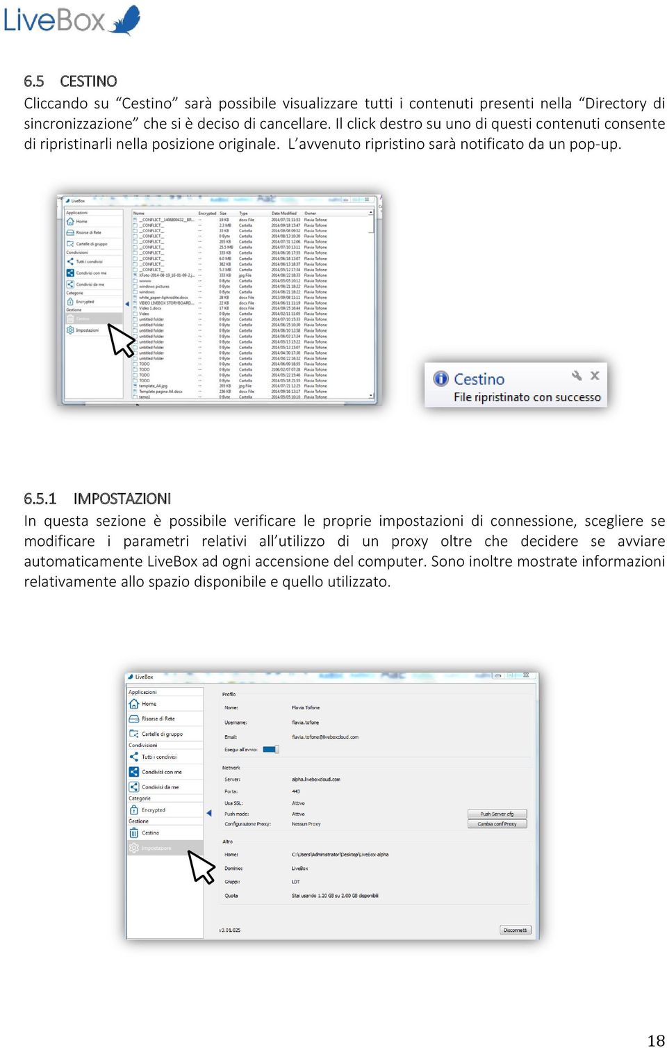 1 IMPOSTAZIONI In questa sezione è possibile verificare le proprie impostazioni di connessione, scegliere se modificare i parametri relativi all utilizzo di un