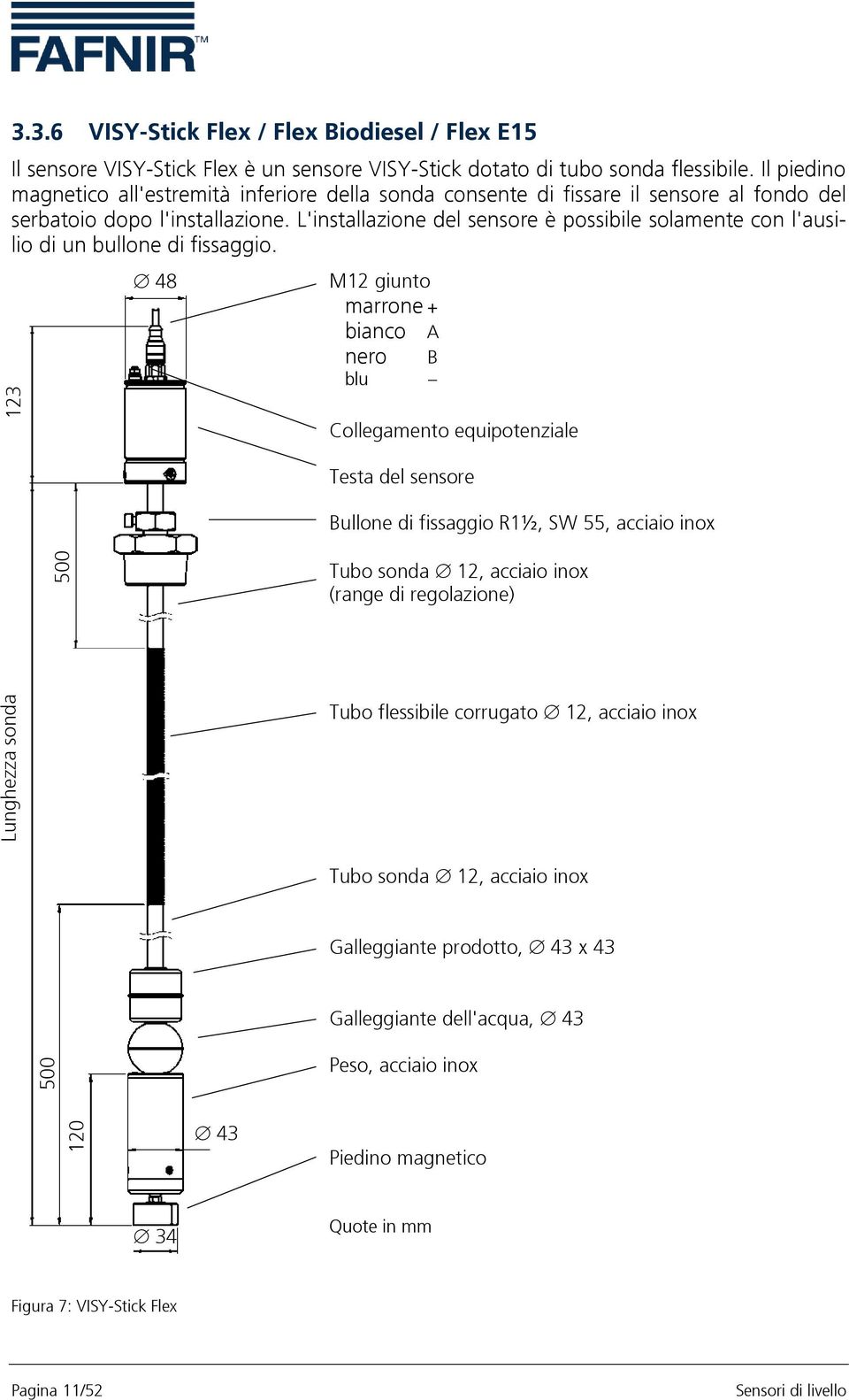 L'installazione del sensore è possibile solamente con l'ausilio di un bullone di fissaggio.