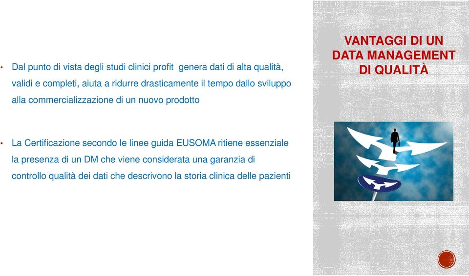 DATA MANAGEMENT DI QUALITÀ La Certificazione secondo le linee guida EUSOMA ritiene essenziale la presenza di