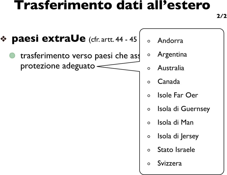 di protezione adeguato Andorra Argentina Australia Canada Isole Far