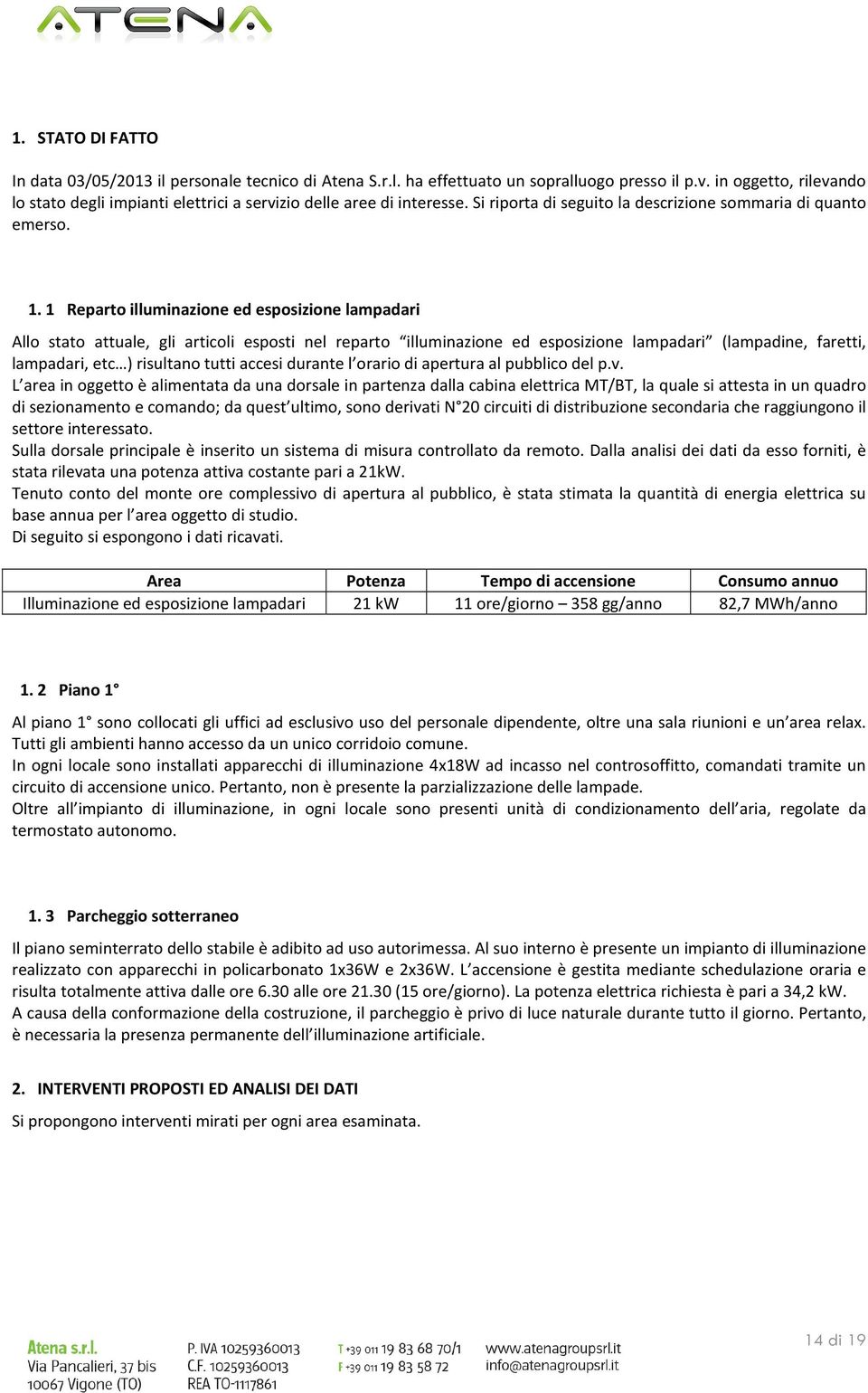 1 Reparto illuminazione ed esposizione lampadari Allo stato attuale, gli articoli esposti nel reparto illuminazione ed esposizione lampadari (lampadine, faretti, lampadari, etc ) risultano tutti