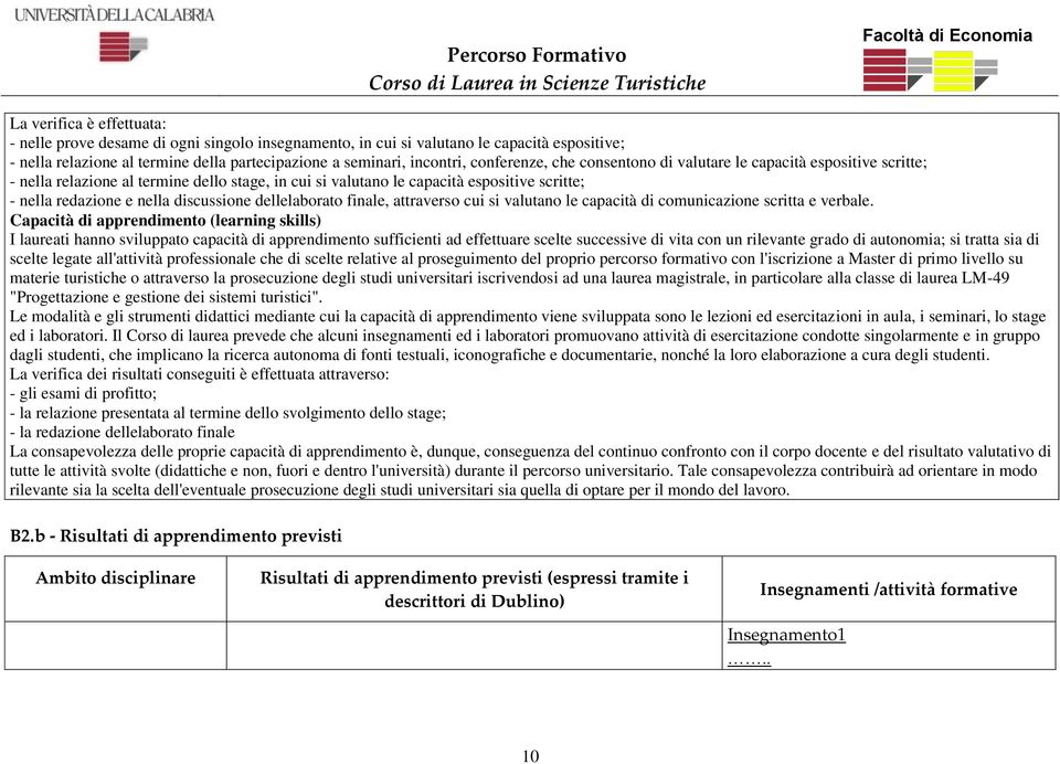 redazione e nella discussione dellelaborato finale, attraverso cui si valutano le capacità di comunicazione scritta e verbale.