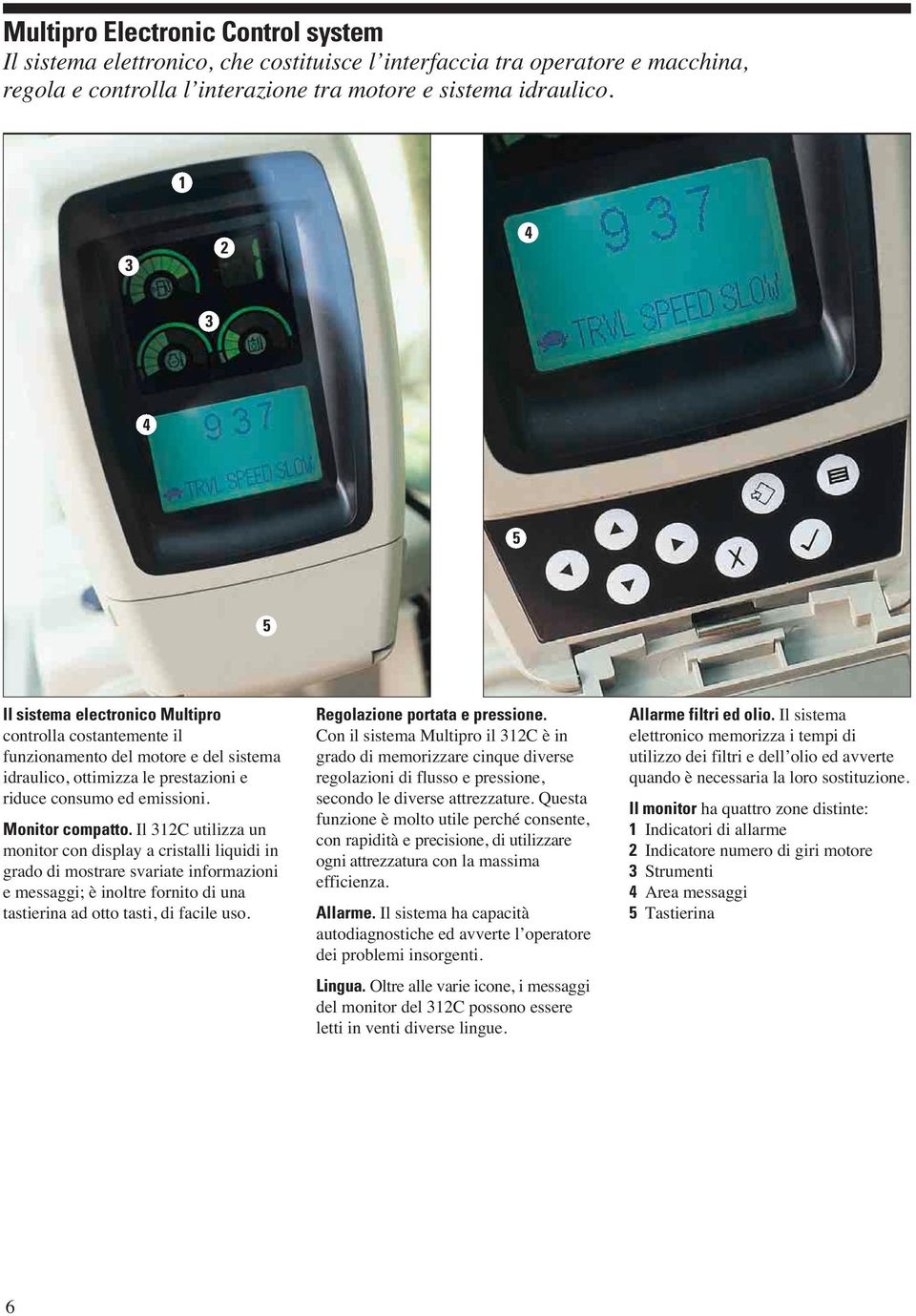 Il 312C utilizza un onitor con display a cristalli liquidi in grado di ostrare svariate inforazioni e essaggi; è inoltre fornito di una tastierina ad otto tasti, di facile uso.