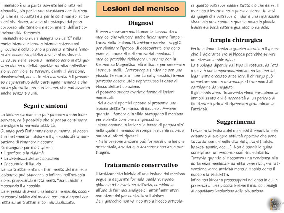 I menischi sono due e disegnano due C nella parte laterale interna e laterale esterna nel ginocchio e collaborano a preservare tibia e femore dall eccessivo attrito dovuto ai movimenti.