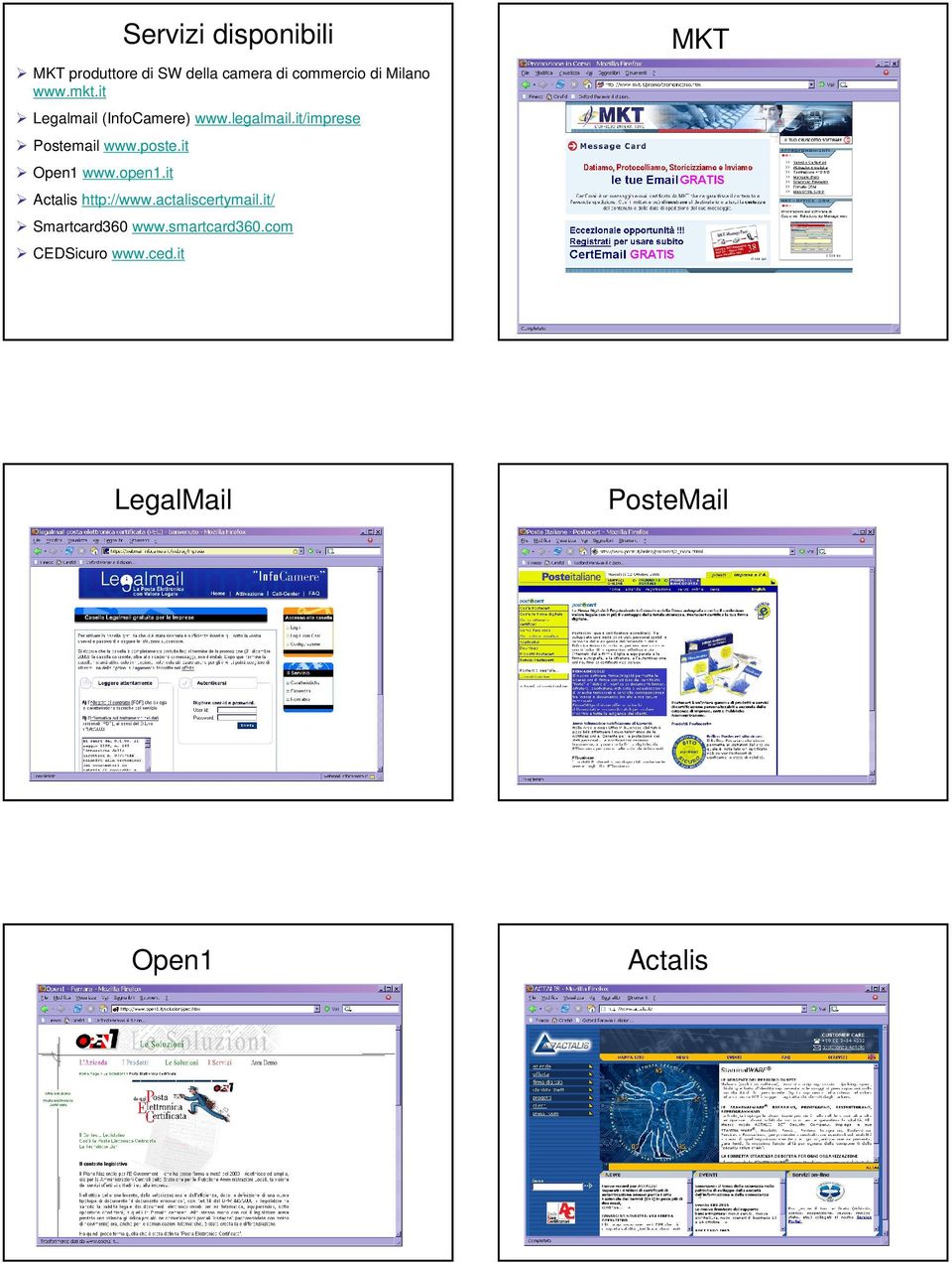 it/imprese Postemail www.poste.it Open1 www.open1.it Actalis http://www.