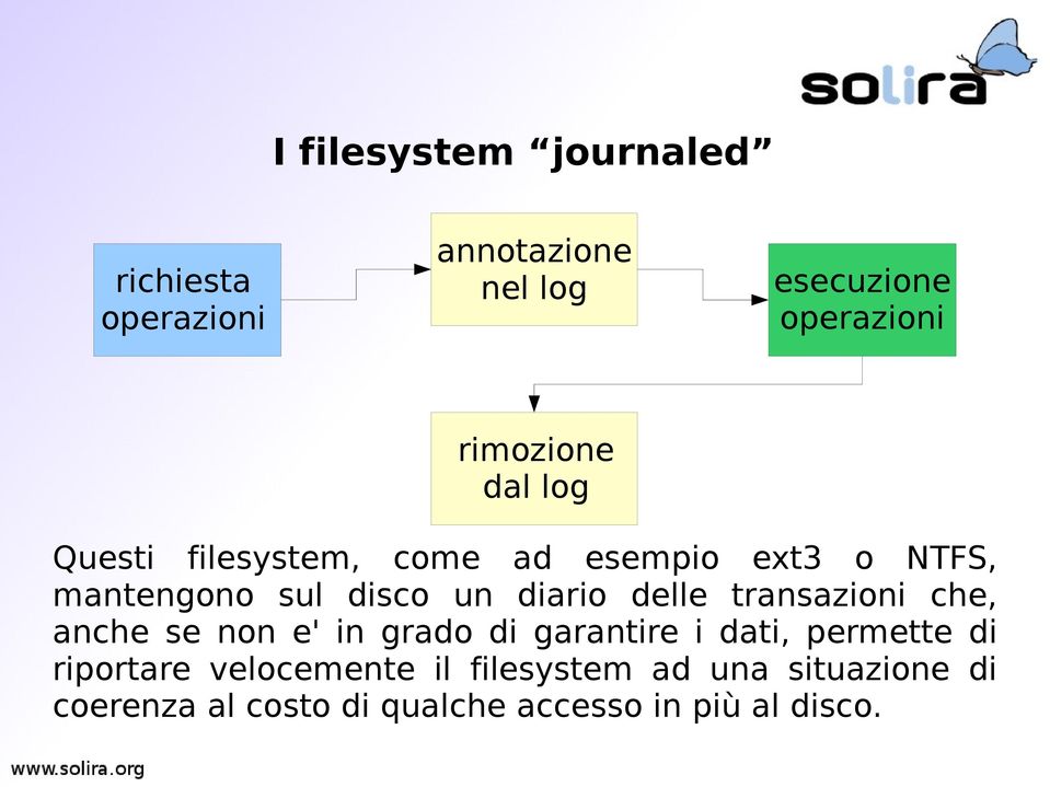 diario delle transazioni che, anche se non e' in grado di garantire i dati, permette di