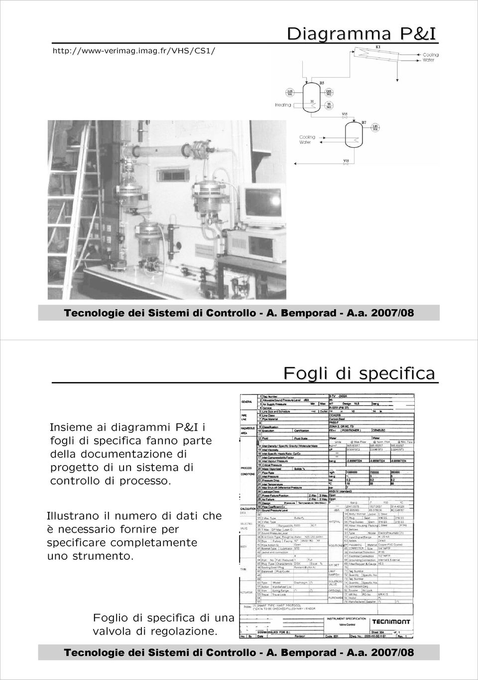 specifica fanno parte della documentazione di progetto di un sistema di controllo di