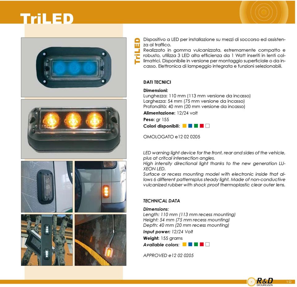 Disponibile in versione per montaggio superficiale o da incasso. Elettronica di lampeggio integrata e funzioni selezionabili.