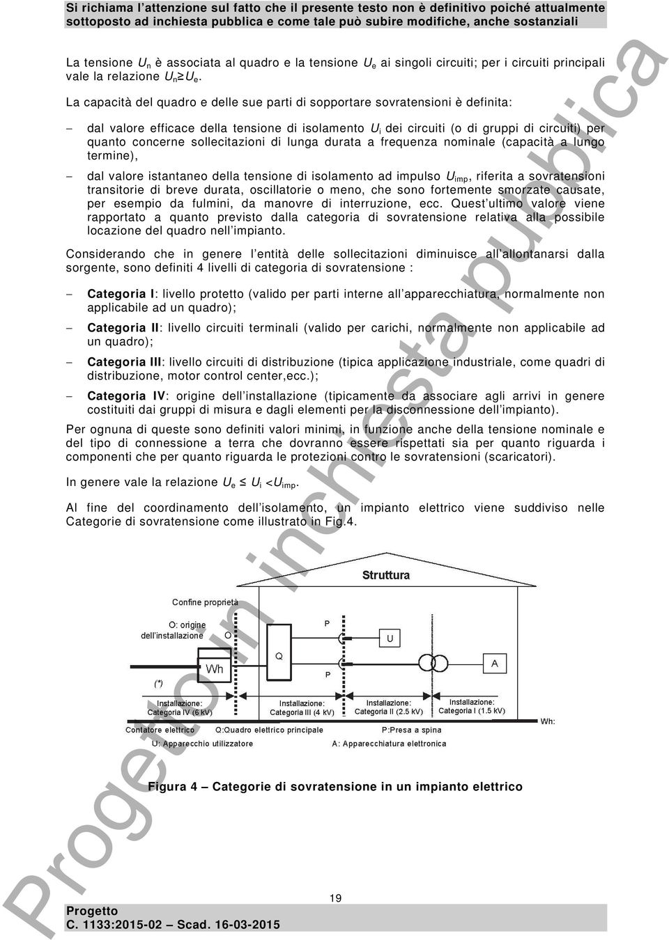 sollecitazioni di lunga durata a frequenza nominale (capacità a lungo termine), dal valore istantaneo della tensione di isolamento ad impulso U imp, riferita a sovratensioni transitorie di breve