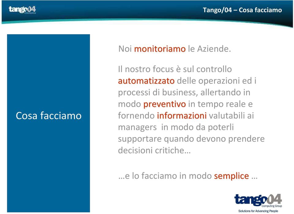 processidibusiness, allertandoin modopreventivoin tempo realee fornendo informazioni