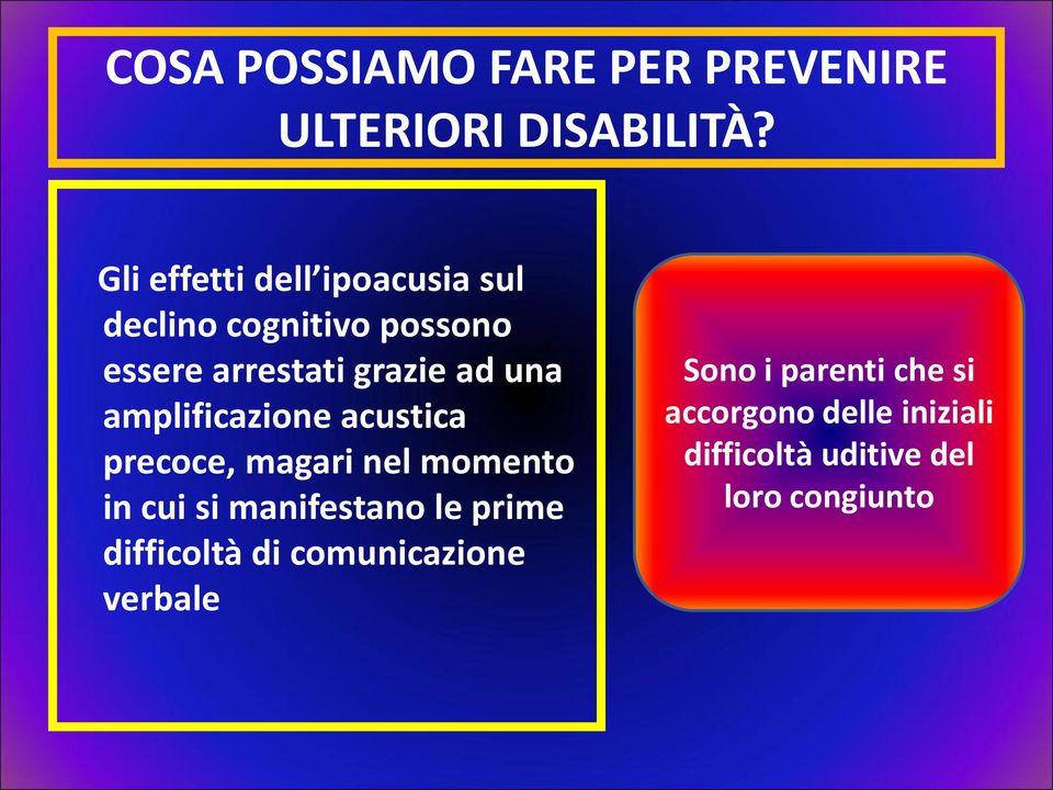 una amplificazione acustica precoce, magari nel momento in cui si manifestano le prime