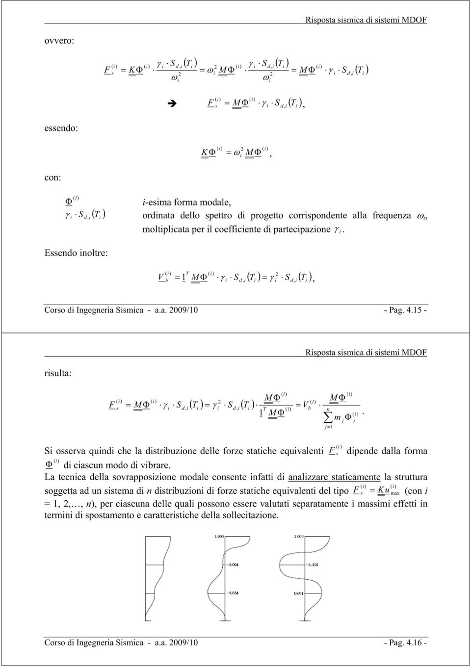 Esseo oltre: b S S V 6 - rslta: b s V S S. S osserva q che la strbzoe elle forze statche eqvalet s pee alla fora casc oo vbrare.