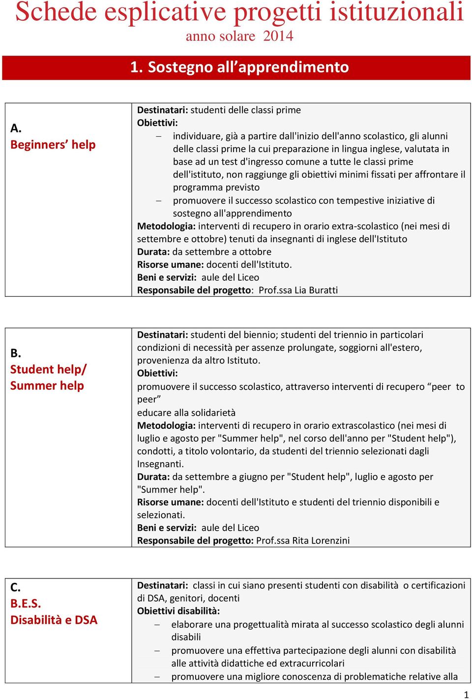 lingua inglese, valutata in base ad un test d'ingresso comune a tutte le classi prime dell'istituto, non raggiunge gli obiettivi minimi fissati per affrontare il programma previsto promuovere il