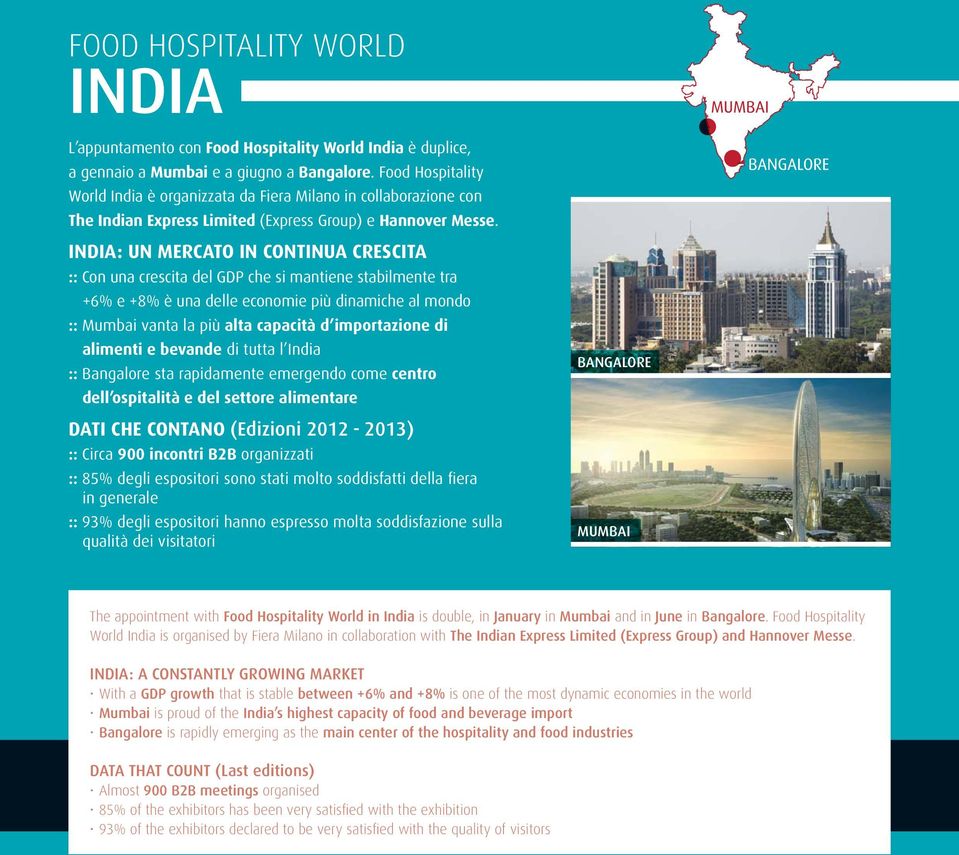 India: un mercato in continua crescita :: Con una crescita del GDP che si mantiene stabilmente tra +6% e +8% è una delle economie più dinamiche al mondo :: Mumbai vanta la più alta capacità d