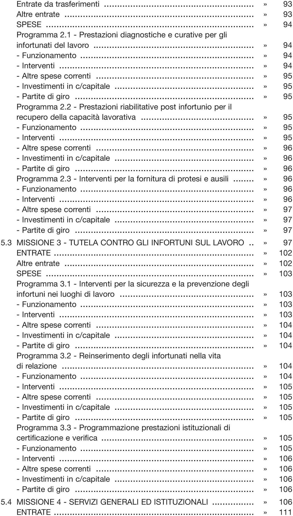 ..» 95 - Funzionamento...» 95 - Interventi...» 95 - Altre spese correnti...» 96 - Investimenti in c/capitale...» 96 - Partite di giro...» 96 Programma 2.