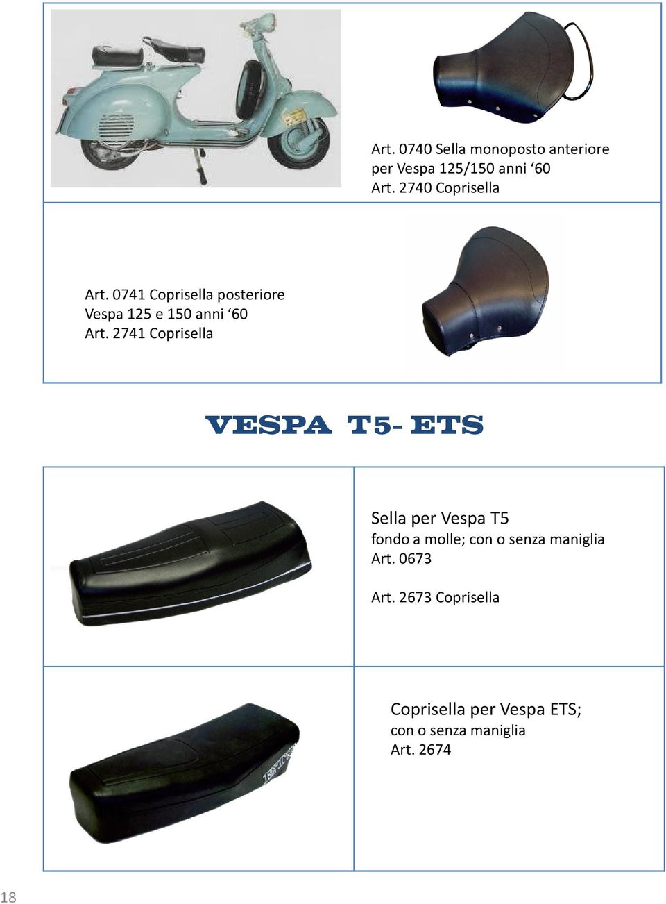 2741 Coprisella VESPA T5- ETS Sella per Vespa T5 fondo a molle; con o senza