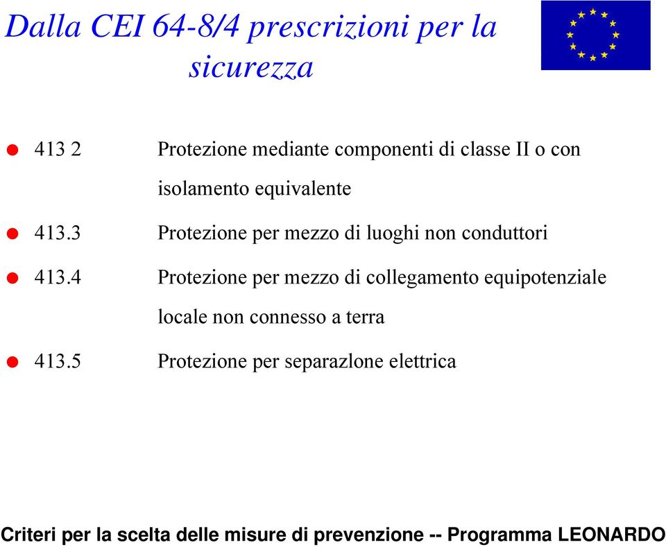 3 Protezione per mezzo di luoghi non conduttori 413.