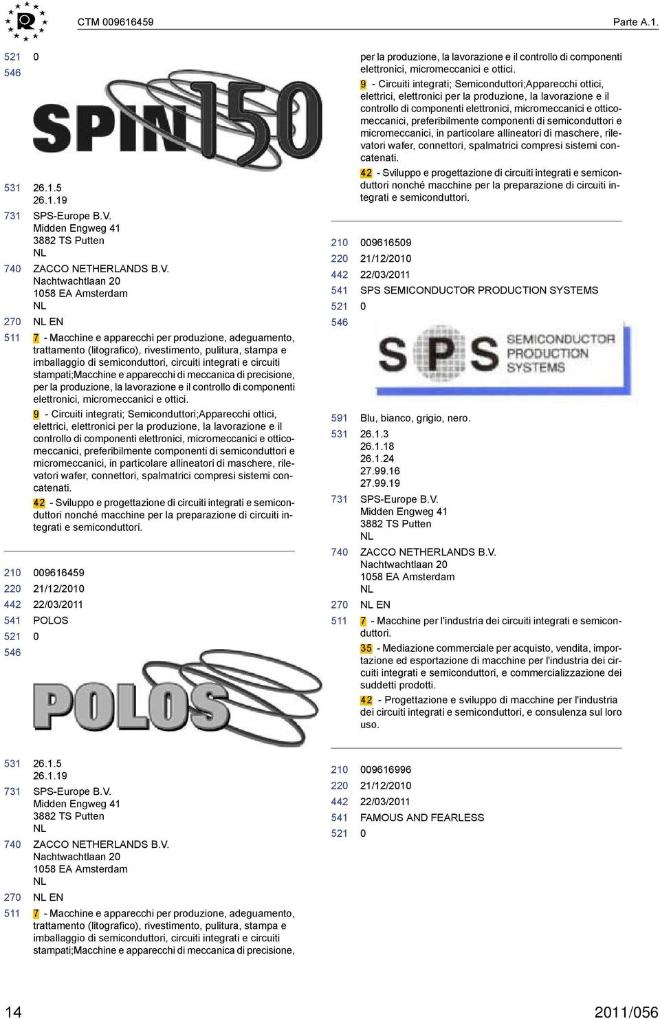 Nachtwachtlaan 2 158 EA Amsterdam NL NL EN 7 - Macchine e apparecchi per produzione, adeguamento, trattamento (litografico), rivestimento, pulitura, stampa e imballaggio di semiconduttori, circuiti