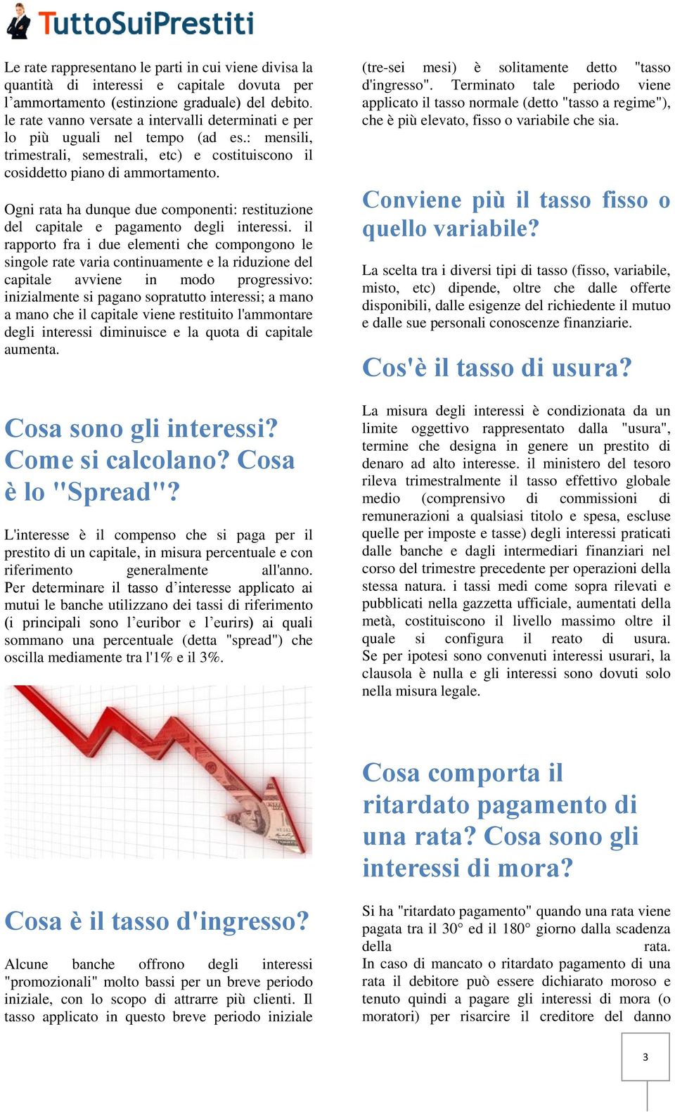 Ogni rata ha dunque due componenti: restituzione del capitale e pagamento degli interessi.