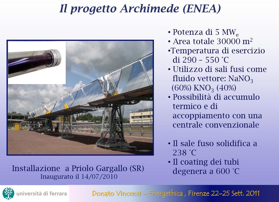 accumulo termico e di accoppiamento con una centrale convenzionale Installazione a Priolo