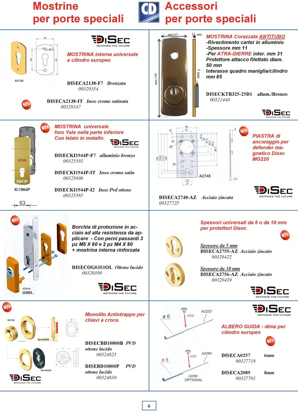 50 mm Interasse quadro maniglia/cilindro mm 85 DISECKTB325-25D1 allum.