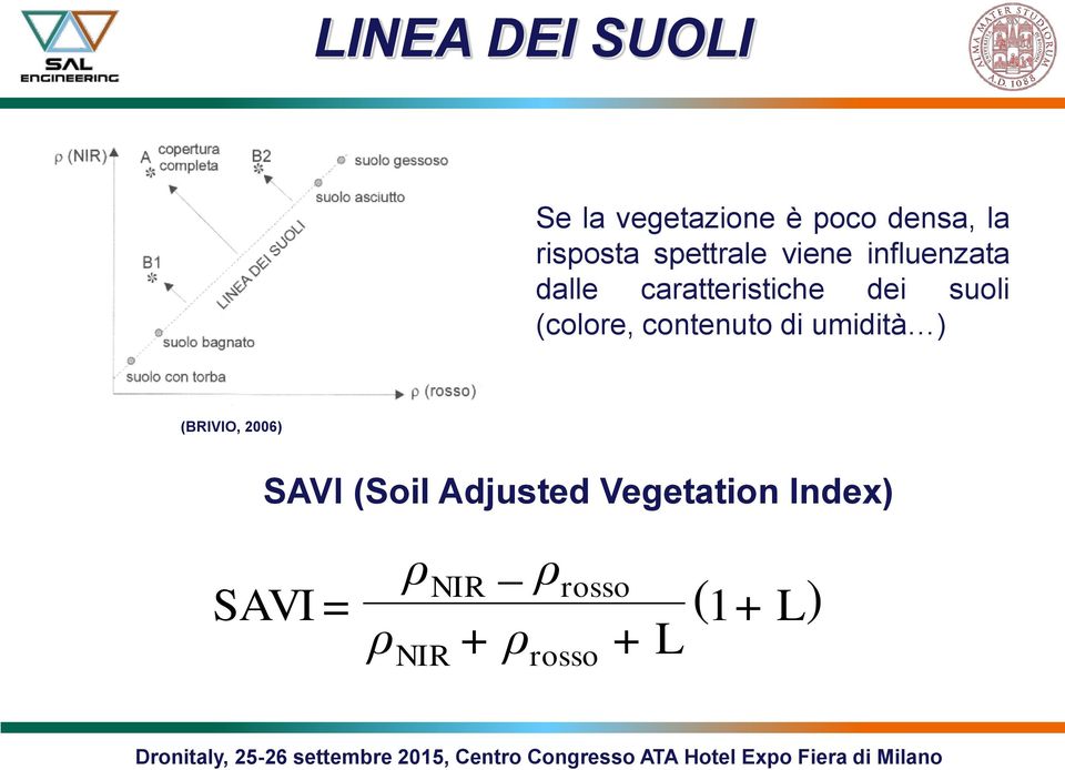 (colore, contenuto di umidità ) (BRIVIO, 2006) SAVI (Soil