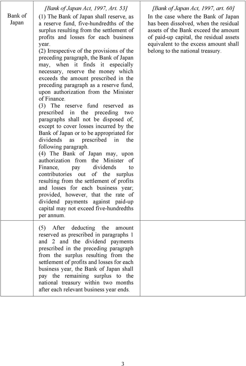 (2) Irrespective of the provisions of the preceding paragraph, the Bank of Japan may, when it finds it especially necessary, reserve the money which exceeds the amount prescribed in the preceding