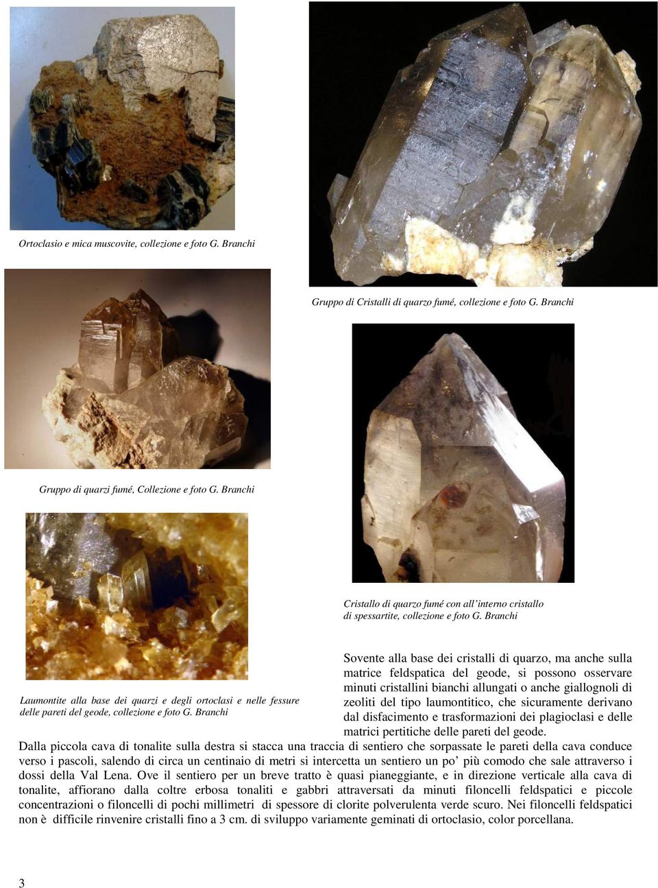 Sovente alla base dei cristalli di quarzo, ma anche sulla matrice feldspatica del geode, si possono osservare minuti cristallini bianchi allungati o anche giallognoli di zeoliti del tipo