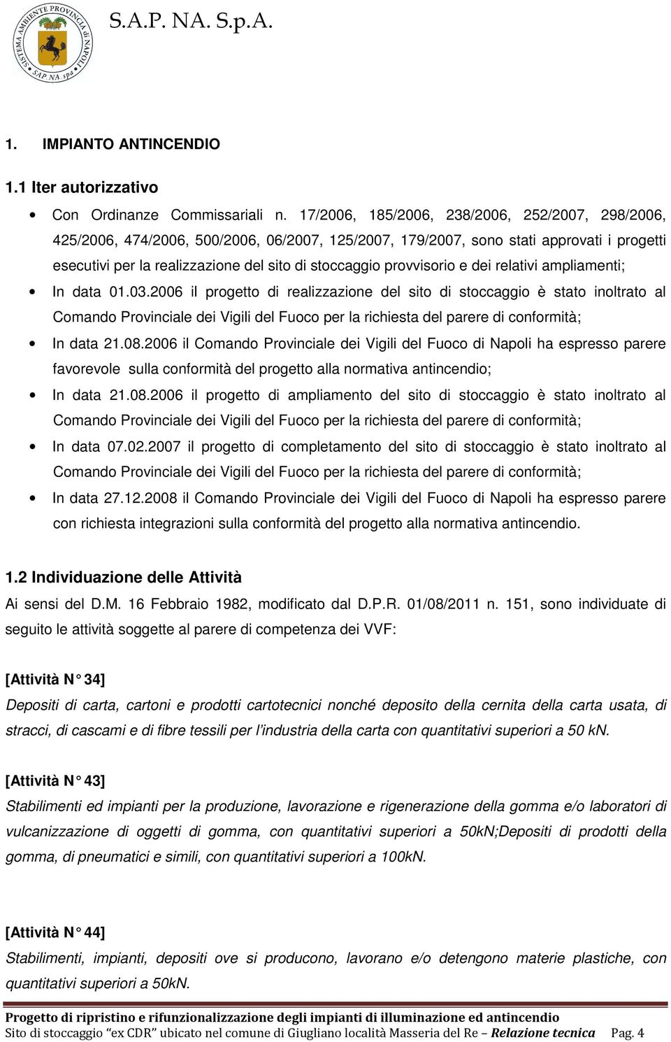 provvisorio e dei relativi ampliamenti; In data 01.03.